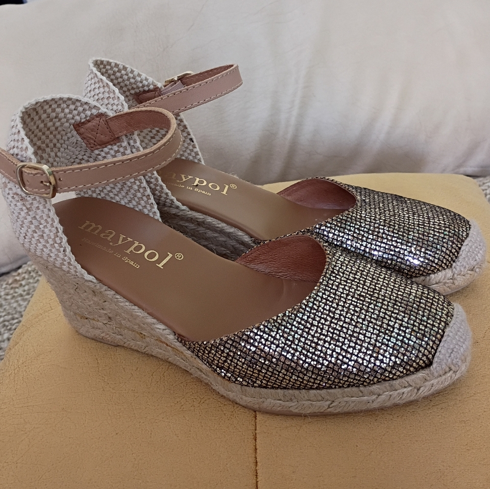 Anthropologie Maypol Metallic Espadrille Wedges - Picture 4 of 10